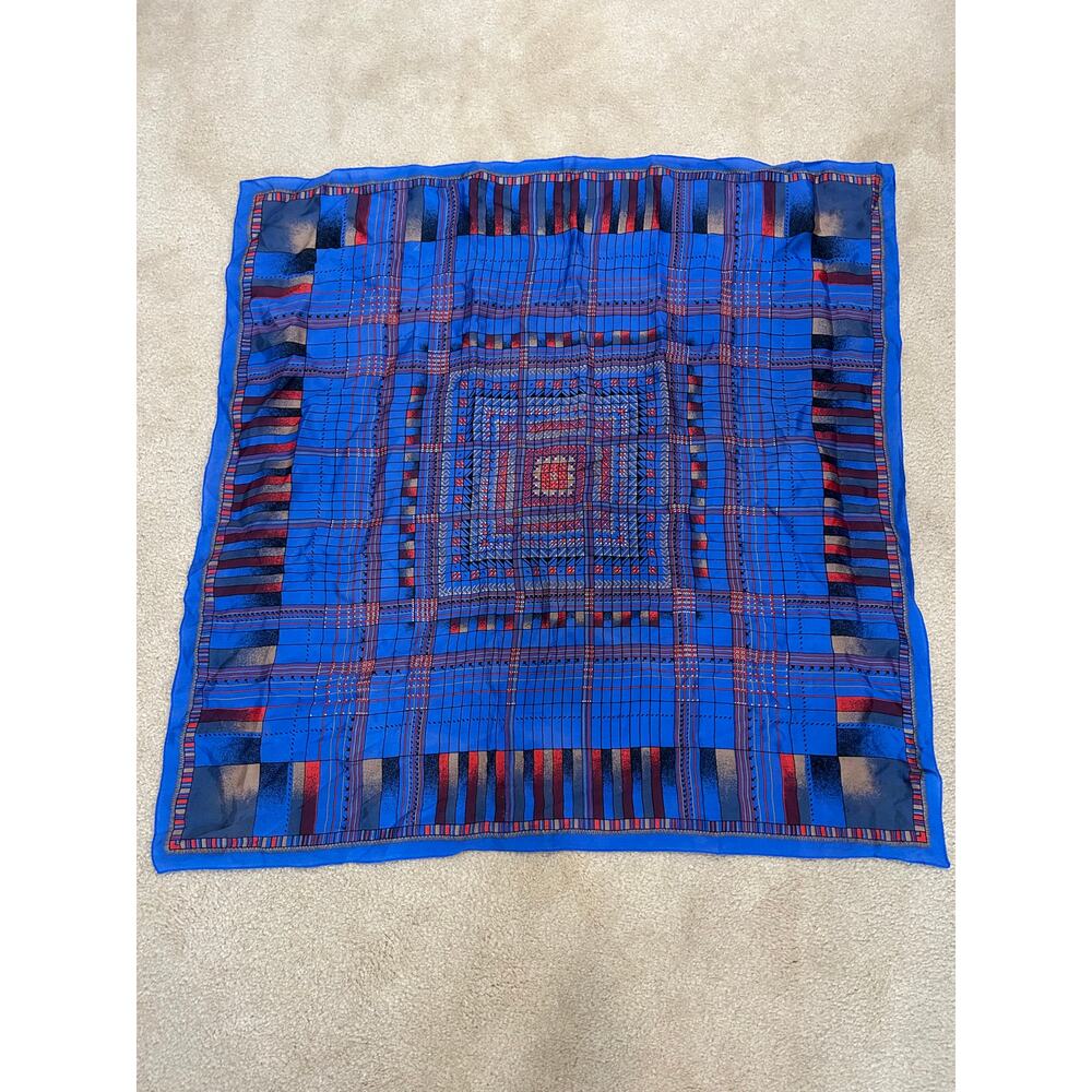 Scarf vintage complex symmetrical plaid pattern 30.5 by30.5